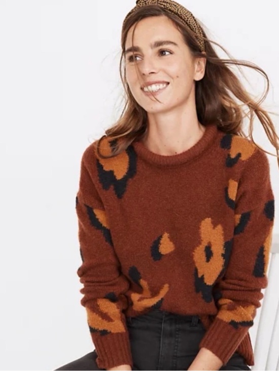 Madewell Sweaters - Madewell Leopard Intarsia Fulton Pullover Sweater xxs